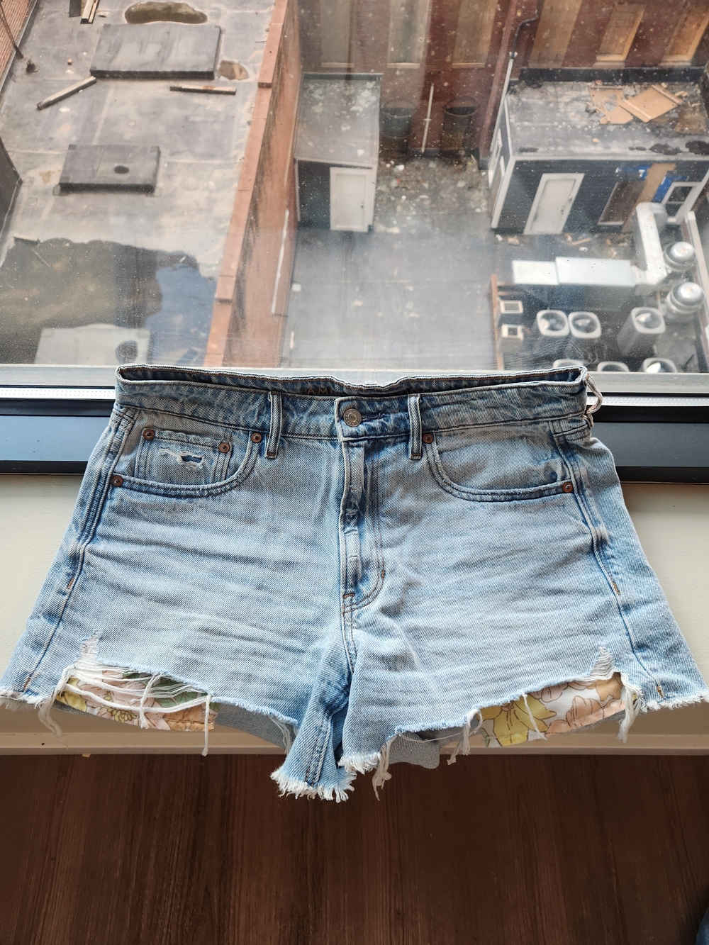 American Eagle Outfitters Light Blue Distressed Denim Cutoff Shorts